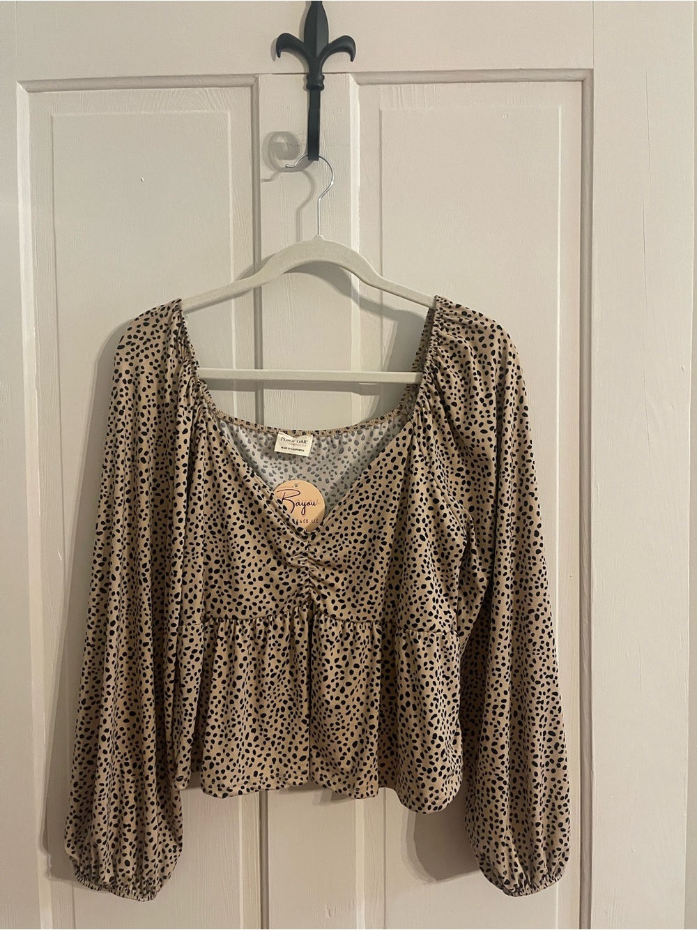Peach Love leopard print blouse with tags